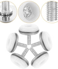 10 Pack Screw On Iron Furniture Feet M6 For Beds Couches Tables And Dressers White, close-up view of threads and screw head.