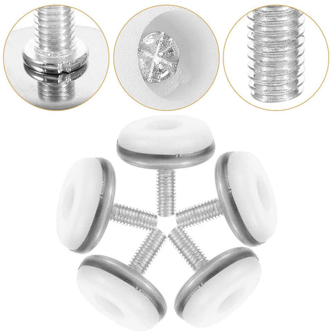 10 Pack Screw On Iron Furniture Feet M6 For Beds Couches Tables And Dressers White, close-up view of threads and screw head.
