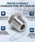 Stainless Steel NPT Adapter Converting 1 16 Female To 1 8 Male Thread Specs For Auto Mechanic Needs Ensuring Zero Leak Risks With Secure Grip On Any Pipe System Today It Holds Up Well And Prevents Damage Saving You Cash On Repairs Today, 1/16 female to 1/8 male NPT fitting