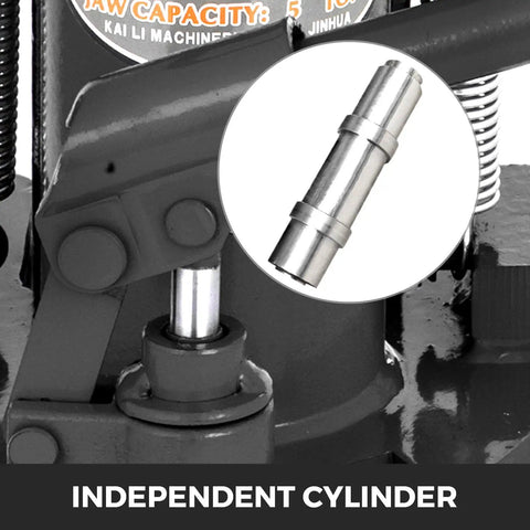 Independent cylinder detail of Badass Build Heavy Duty Air Hydraulic Toe Jack Lift Machine with heat treated steel.
