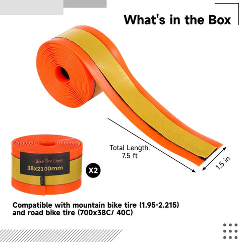 Two Rolls Fat Bike Tire Liners For Road And Mountain Bikes 15 Ft Of Puncture Proof TPU Tape 1.5 Inch Wide