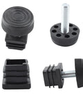 8Pcs Adjustable Leveling Feet Square Insert Kit For Cabinets Sofas Tables And Chairs Black 20x20mm Inserts 30x11mm Base