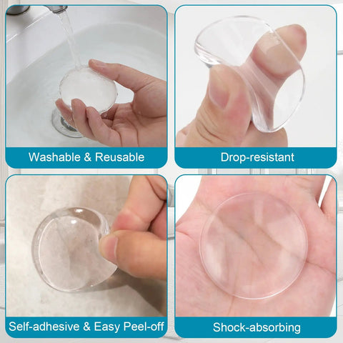 Heavy Duty Silicone Door Stoppers For Wall Peel And Stick Quick Pick Up These Solid Sets To Kick Handle Dents Spare Drywall Paint Mute Room Noise Keep Houses Snazzy No Hassle clear silicone door bumpers in use for easy installation and cleaning.