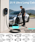 Man charging electric car with Level 2 EV Charger With ETL Certification 48A Adjustable 240V 25 ft cable