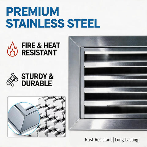 Heavy Duty 304 Stainless Steel Louvered Access Panel Slick Vent Wall Door For Drywall Plumbing And Electrical Panels No Sweat Install Top Shelf Airflow Keeps Attics Fresh And Damp Free, close-up of premium stainless steel construction.