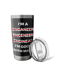Funny Engineer Tumbler With Sarcastic Math Jokes And Misspelling Humor, Stainless Steel Insulated Travel Cup for Engineers And Tech Nerds