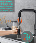Matte Black Kitchen Faucet With Pull Out Sprayer, Single Handle Stainless Steel Sink Fixture with gravity ball dock