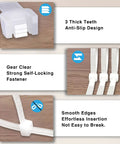 Heavy Duty White Zip Ties Set 4 6 8 12 Inch 400 Pack UV Resistant, white nylon 66 tie close-up with anti-slip teeth and self-locking head