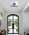 Modern LED Ceiling Light 22W Spiral Design Fixture 6500K Cool White 2000 Lumens Flush Mount in hallway with black finish