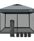 10x10 Pop Up Canopy Tent With Screen Walls, Waterproof Portable Shade For Camping, Backyard And Events, Dark Grey