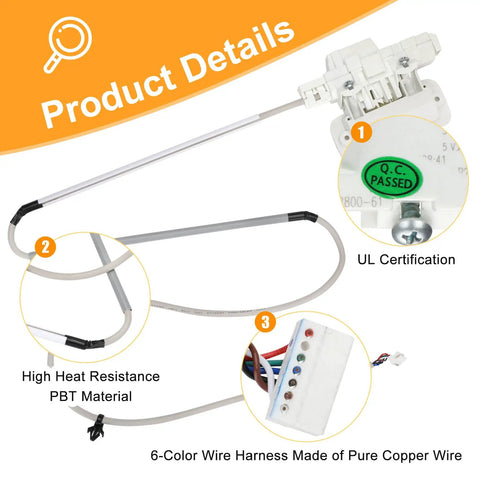 Washer Lid Lock Assembly Replacement For Whirlpool Cabrio Kenmore 600 700 Series And Maytag Bravos XL Lifetime Warranty No Fuss Easy Install OEM Quality Fix Replaces W10787878 AP5984435 W10810403 W10861642 W10787836, white 6-color wire harness
