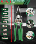 8 In 1 Wire Stripper With Voltage Tester And Multi Function Electric Pliers For Pros And DIYers, Electrician Tools, Green