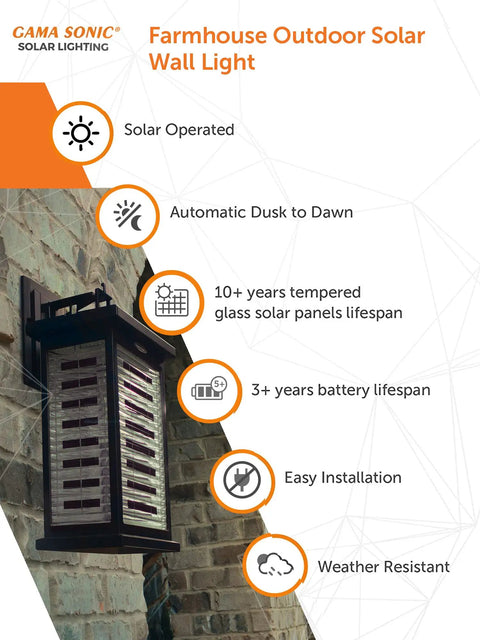 Farmhouse Outdoor Solar Wall Light Black Cast Aluminum Sconce Modern Coach Lantern With Transparent Solar Panel Technology