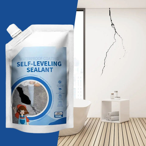Heavy Duty Concrete Crack Filler And Quick Cure Caulk Sealant Crafted For Industrial Surfaces With Flexible Wrap To Clamp Down On Cracks And Deliver Zero Drama Repairs in 500ml pouch with visible wall crack.