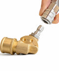Copper Pivoting Coupler Kit 1/4 Inch Quick Connect For Pressure Washer Gun Head showing brass and steel adapter