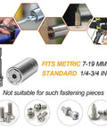 All In One 7mm To 19mm Ratchet Universal Socket Set For Drill And Power Driver, Metric Wrench Adapter with compatibility info