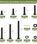 All In One M2 Fastener Set 1300Pcs Hex Socket Button Head Screws Nuts Bolts And Washers In 10.9 Grade Alloy Steel Black Oxide M2 4 6 8 10 12 16 20 Mm Includes Nuts And Lock Washers Heavy Duty Pro Grade Hardware Kit, M2 screws and washers sizes