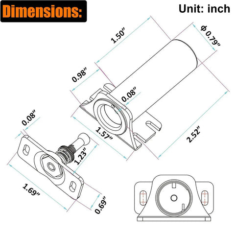 Dimensions sketch of 12V Electric Cabinet Lock With Fail-Safe Release, 110 Lb Holding Force, Heavy-Duty Metal Construction