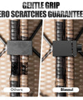 Comparison of Tough As Nails Heavy Duty Outdoor Furniture Clips for Wicker Patio Sets showing gentle, non-scratch grip.