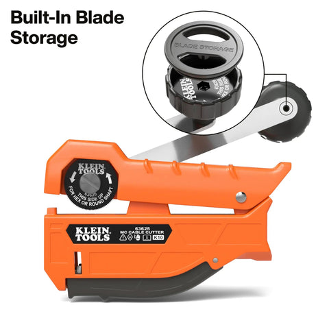 MC Cable Cutter For BX AC MC And MCAP Three Eighths Inch Armored Cable With Spring Loaded Handle Storage And Tool Free Blade Replacement