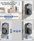 AI Fingerprint Door Lock With Built-In WiFi And Keyless Entry For Front Door, Smart Home Ready, Matte Black, showing left and right door installation.