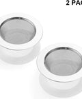 2 Pack Stainless Steel Kitchen Sink Strainers With 4.5 Inch Wide Rim, Heavy Duty No Fuss Rustproof Drain Filters shown from above