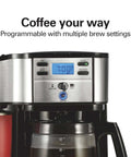2 Way Programmable Coffee Maker With Single Serve And 12 Cup Glass Carafe Black With Stainless Steel Accents brew settings display