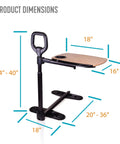 Adjustable Bamboo Tray Table With Ergonomic Safety Handle And Stand For Couch Or Lap dimensions, 16x18 inch tray size