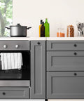 Modern kitchen with cabinets featuring 10 Pack Black Square Cabinet Knobs For Cabinets And Drawers One Hole Dope Rugged Heavy Duty Metal Hardware Easy Install Modern Kitchen Upgrade Durable Matte Black Knobs.
