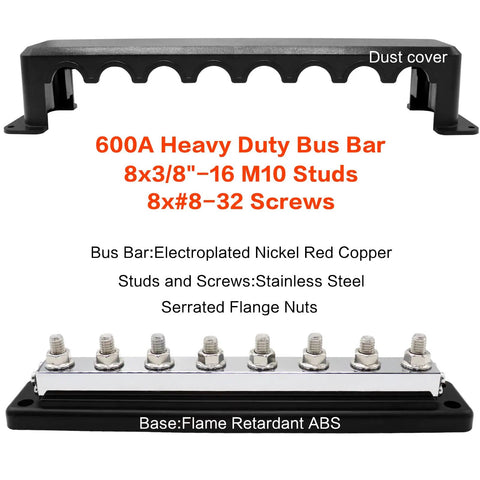 Hella Heavy Duty Copper Bus Bar Providing 600 Amp Juice For Rock Solid 8 Way Distribution Block Grounding And Smooth Auto Battery Wiring In Classic Red And Black with dust cover and mounting details