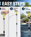 Cordless Stick Water Transfer Pump Roams Free Without Power Cords And Sniffs Out Standing Water Fast assembly steps with battery and hose.