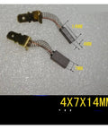Two Pack 14x7x4mm Carbon Brush for Low Speed Wire EDM Machine Spare Parts Replacement, High Quality Tool Accessory shown.