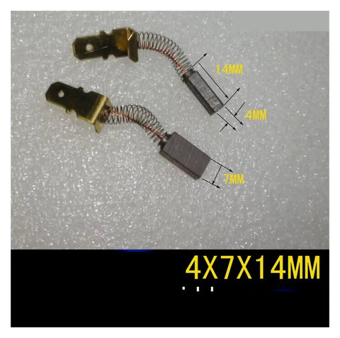 Two Pack 14x7x4mm Carbon Brush for Low Speed Wire EDM Machine Spare Parts Replacement, High Quality Tool Accessory shown.