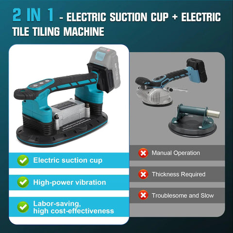 2 In 1 Tile Install Tool For 18V Battery Powered Handheld Tiling Vibrator With Enlarged Suction Cup Pro Grade