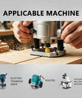 Person using router with Pro Grade 100 Piece Router Bit Set With One Quarter Inch Shank Tungsten Carbide Bits In Sturdy Wood Storage Case