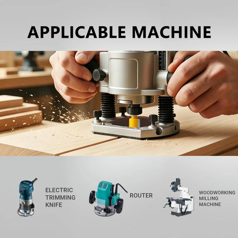 Person using router with Pro Grade 100 Piece Router Bit Set With One Quarter Inch Shank Tungsten Carbide Bits In Sturdy Wood Storage Case
