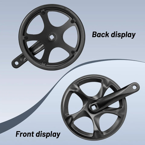 52T Crankset With 152mm Aluminum Arm For 6 To 8 Speed Bikes Including City, Fat, E Bikes And Folding Bikes front and back view