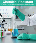 Twelve Pairs Of Heavy Duty Nitrile Work Gloves Shielding Hands From Tough Chemical Oil And Solvent Hazards With Puncture Resistant Fit For Tackling Nasty Engine Jobs And Deep Home Cleans, used in a lab setting.