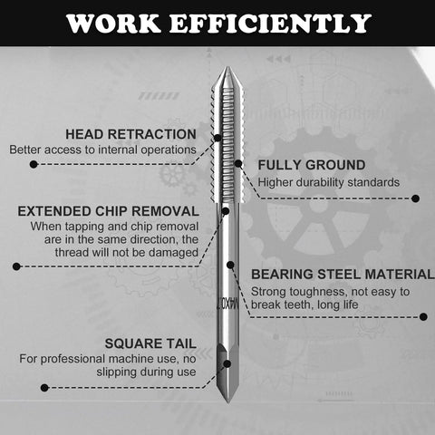 Diagram of features on a tap tool from the All In One 10 Piece Metric Tap Set With 2 T Handle Wrench, M3 To M12 Thread Taps kit.