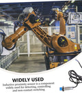 Industrial robotic arm with Inductive Proximity Sensor CHE18-8NA-A710 for rugged metal detection and automation.
