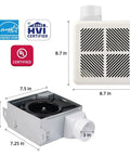 Ultra Quiet 110 CFM Bathroom Exhaust Fan With Humidity Sensor, 0.8 Sones, 6 Inch Duct, Ceiling Mount, Heavy Duty Housing diagram