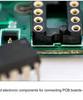 Dip IC Socket Adapter Round Pin 8P 2.54mm Pitch IC Socket on PCB board for prototyping, close-up of socket and pins