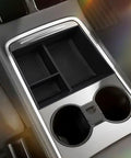 Clean Dope Center Console Organizer Tray For Tesla Cybertruck 2024 with sections for neat storage of essentials.
