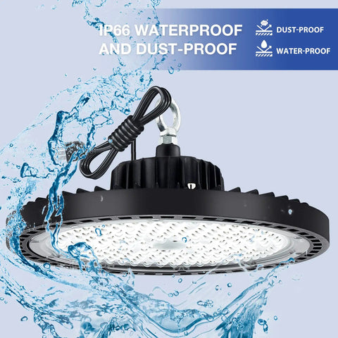 Two Pack 200W UFO LED High Bay Light With 5000K Color Temperature, 29000 Lumen, US Plug, IP66 wet location waterproof design