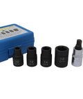 Professional 5 Point Socket Set, 5-Piece Pentagon Sockets For Brakes, Heavy-Duty Auto Tools, Sizes M10 F10/12/14/19mm, with case