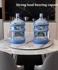 Slick Round Lazy Susan Turntable For Dining Tables With Smooth 360 Degree Rotation And Hella Sturdy Load Bearing Marble Texture Surface Easy To Clean Kitchen Serving Spinner 40 Inch Multi Color on a marble table.