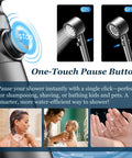 Filtered Shower Head With Handheld, Powerful High Pressure 4 Spray Showerhead With Filters And Anti Clog Nozzles For Hard Water on off button