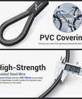 Heavy Duty Bike U Lock With 18mm Shackle And 6ft Security Cable For Road Mountain Electric And Folding Bikes, Portable Lock With Sturdy Mounting Bracket, Water Dust Scratch Resistant, Built Tough So You Can Lock Down Your Ride. PVC-coated braided steel cable, 6ft/180cm