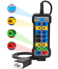 OBD2 Breakout Box With LCD Display For OBDII Protocol Detection 16 Pin CAN Bus Tester showcasing LED indicators