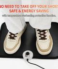 Electric Heated Floor Mat For Feet Under Desk At Office And Home AC 110V Foot Warmer Pad No Shoe Removal Needed, safe use with shoes on.